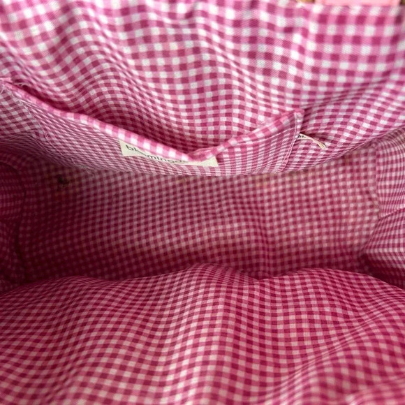 Bloomingdale’s straw bag purse pink patent embroidered beaded beach - Picture 6 of 8